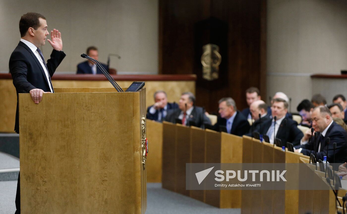 Dmitry Medvedev attends Russian State Duma plenary meeting