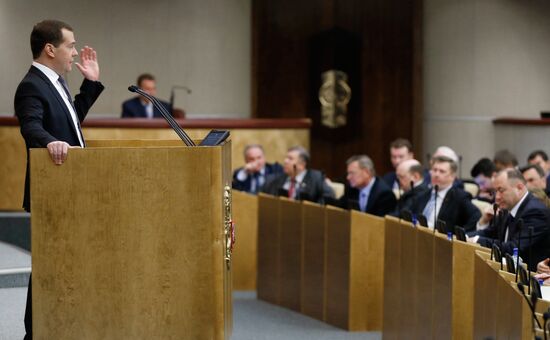 Dmitry Medvedev attends Russian State Duma plenary meeting