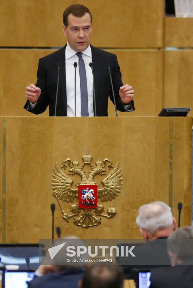 Dmitry Medvedev attends Russian State Duma plenary meeting