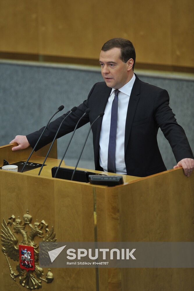 Dmitry Medvedev attends Russian State Duma plenary meeting