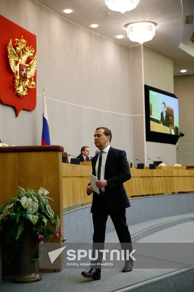 Dmitry Medvedev attends Russian State Duma plenary meeting