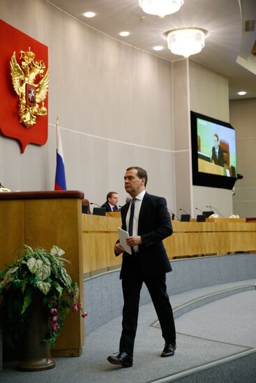 Dmitry Medvedev attends Russian State Duma plenary meeting