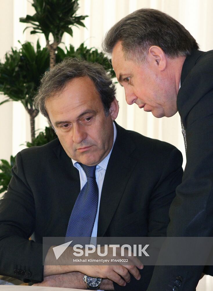 Vladimir Putin meets with Michel Platini