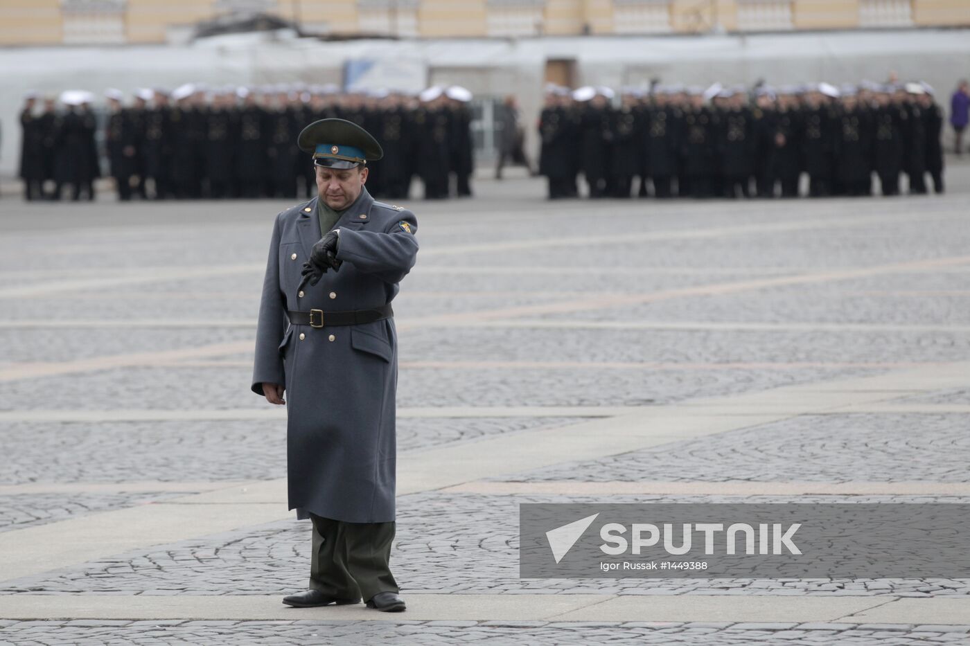 Victory Day parade rehearsed at St. Petersburg's Palace Square