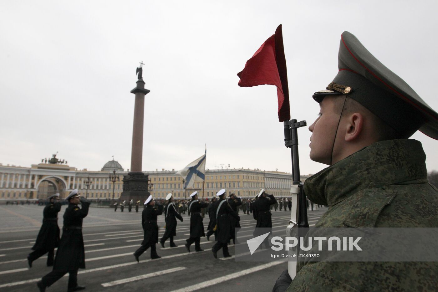 Victory Day parade rehearsed at St. Petersburg's Palace Square
