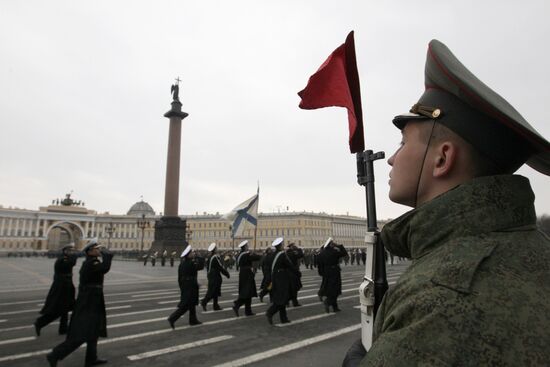 Victory Day parade rehearsed at St. Petersburg's Palace Square