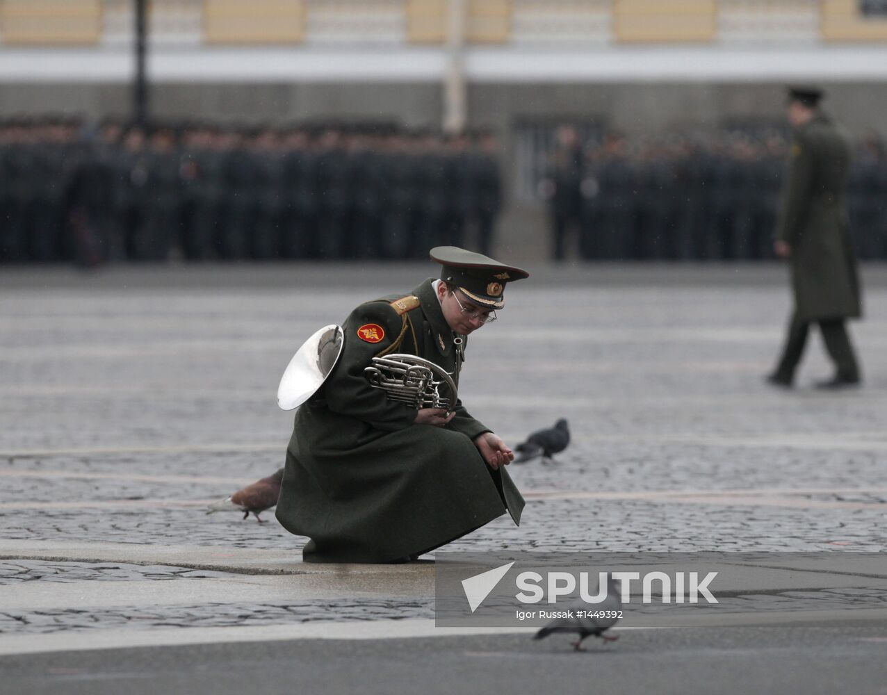 Victory Day parade rehearsed at St. Petersburg's Palace Square