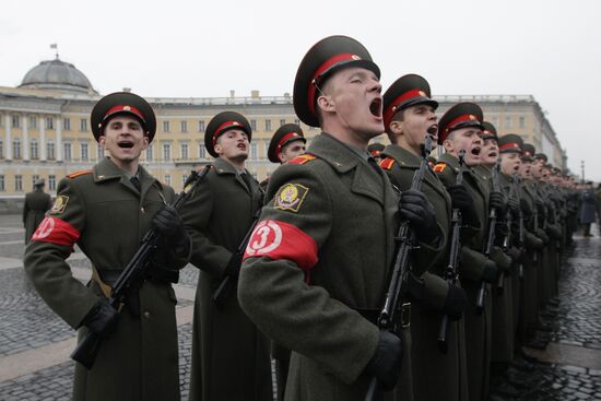 Victory Day parade rehearsed at St. Petersburg's Palace Square