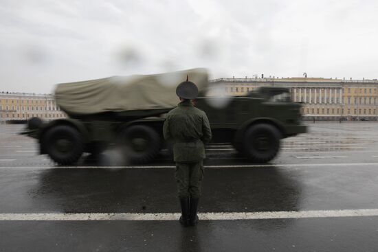 Victory Day parade rehearsed at St. Petersburg's Palace Square