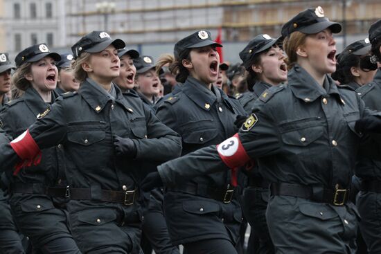 Victory Day parade rehearsed at St. Petersburg's Palace Square
