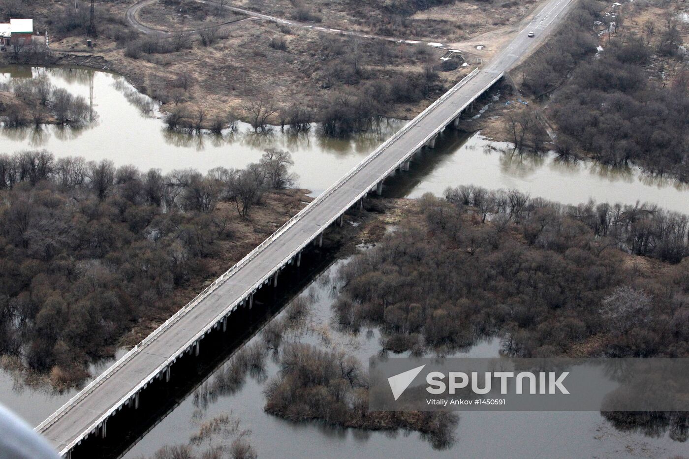Rescue teams conduct aerial reconnaissance of flooded areas