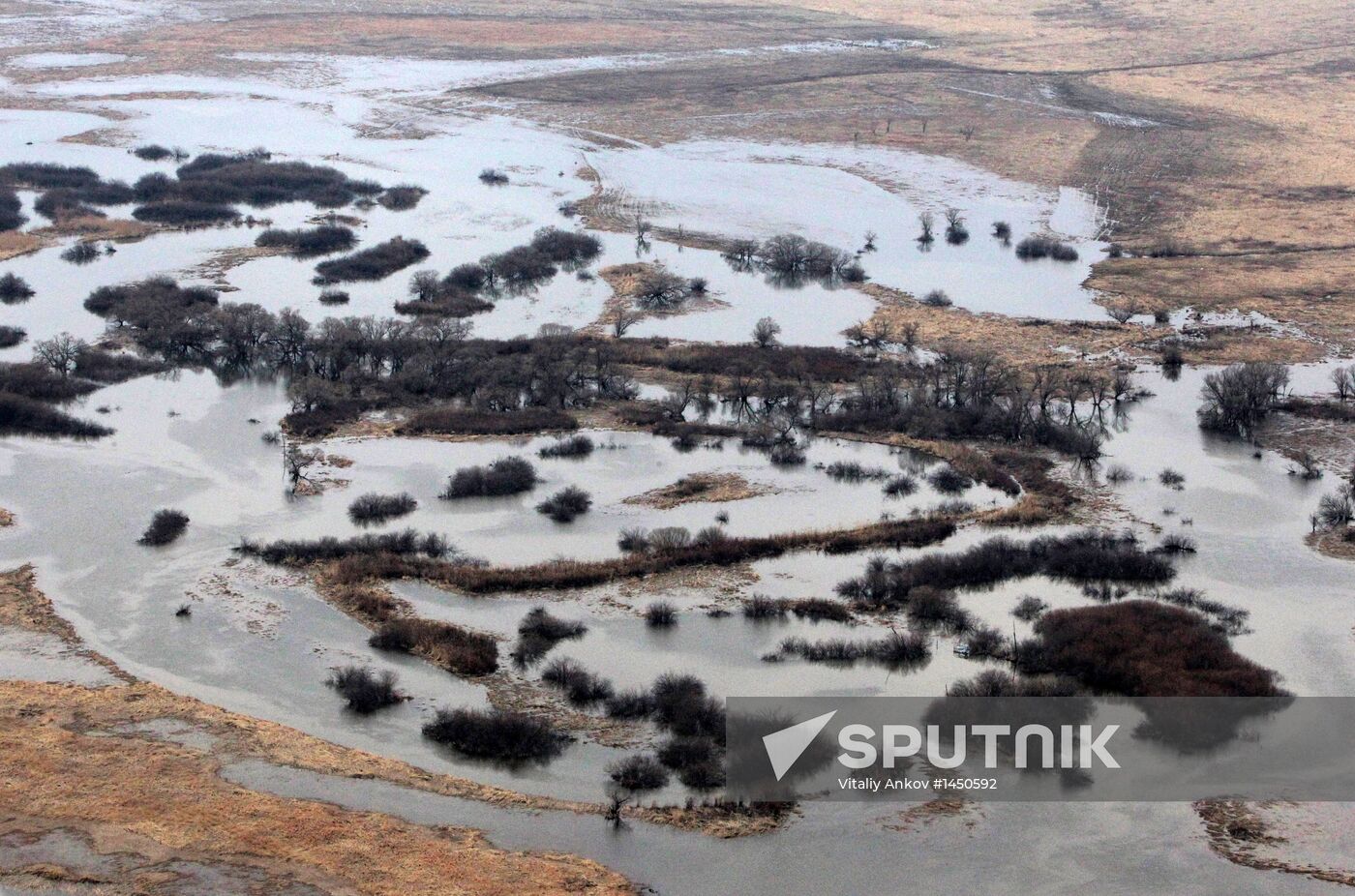 Rescue teams conduct aerial reconnaissance of flooded areas