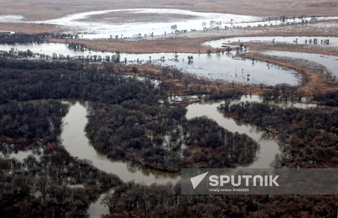 Rescue teams conduct aerial reconnaissance of flooded areas