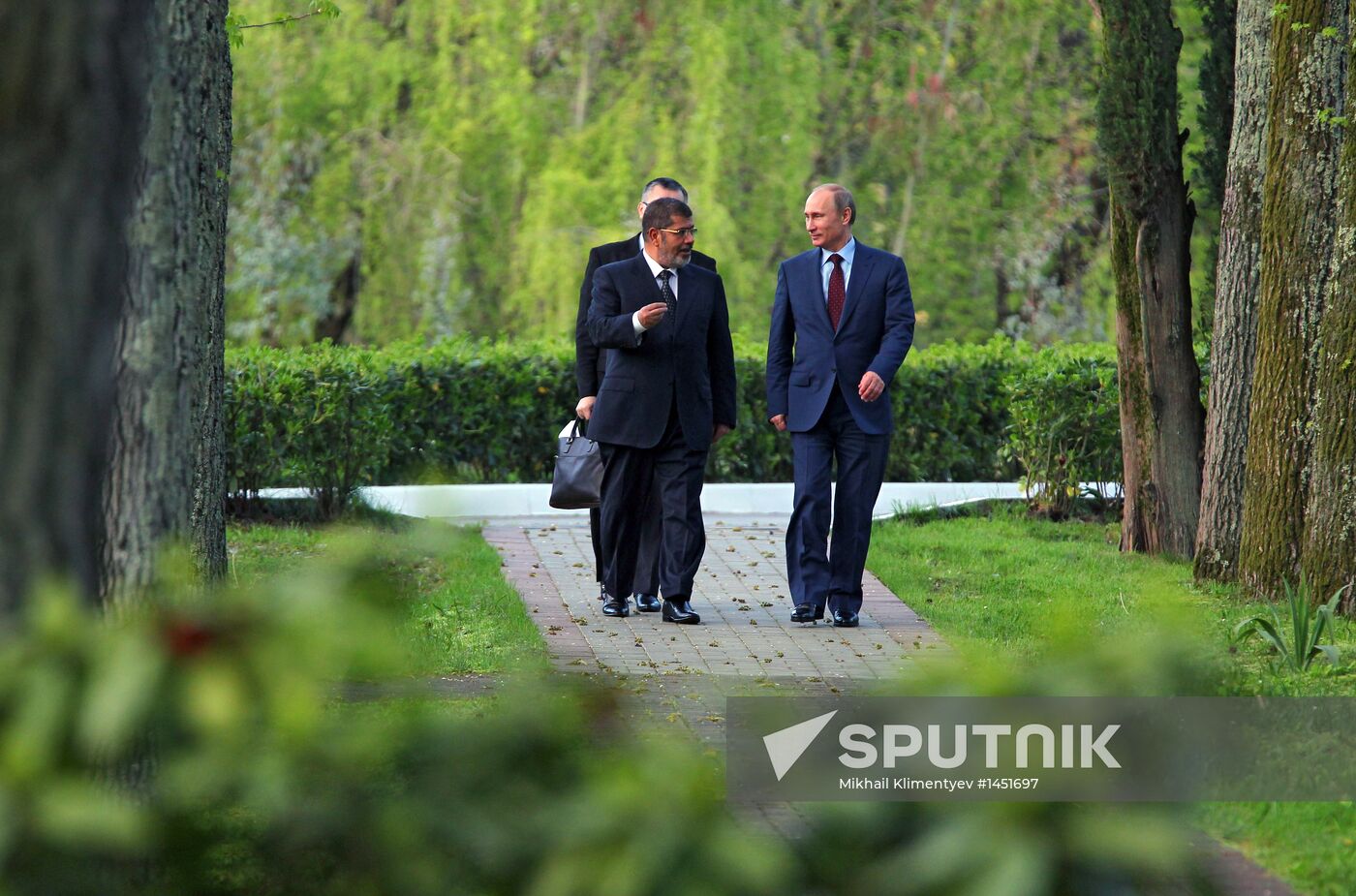 Vladimir Putin meets with Mohamed Morsi