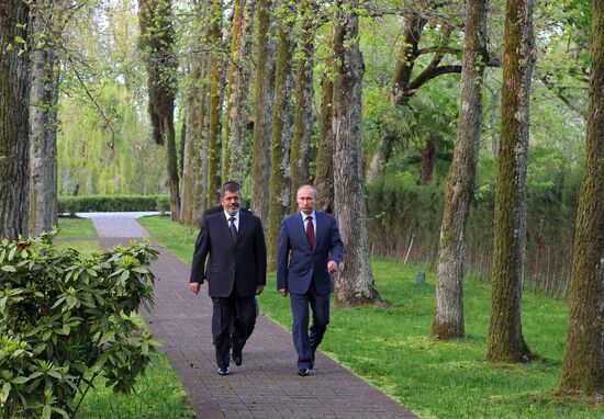 Vladimir Putin meets with Mohamed Morsi