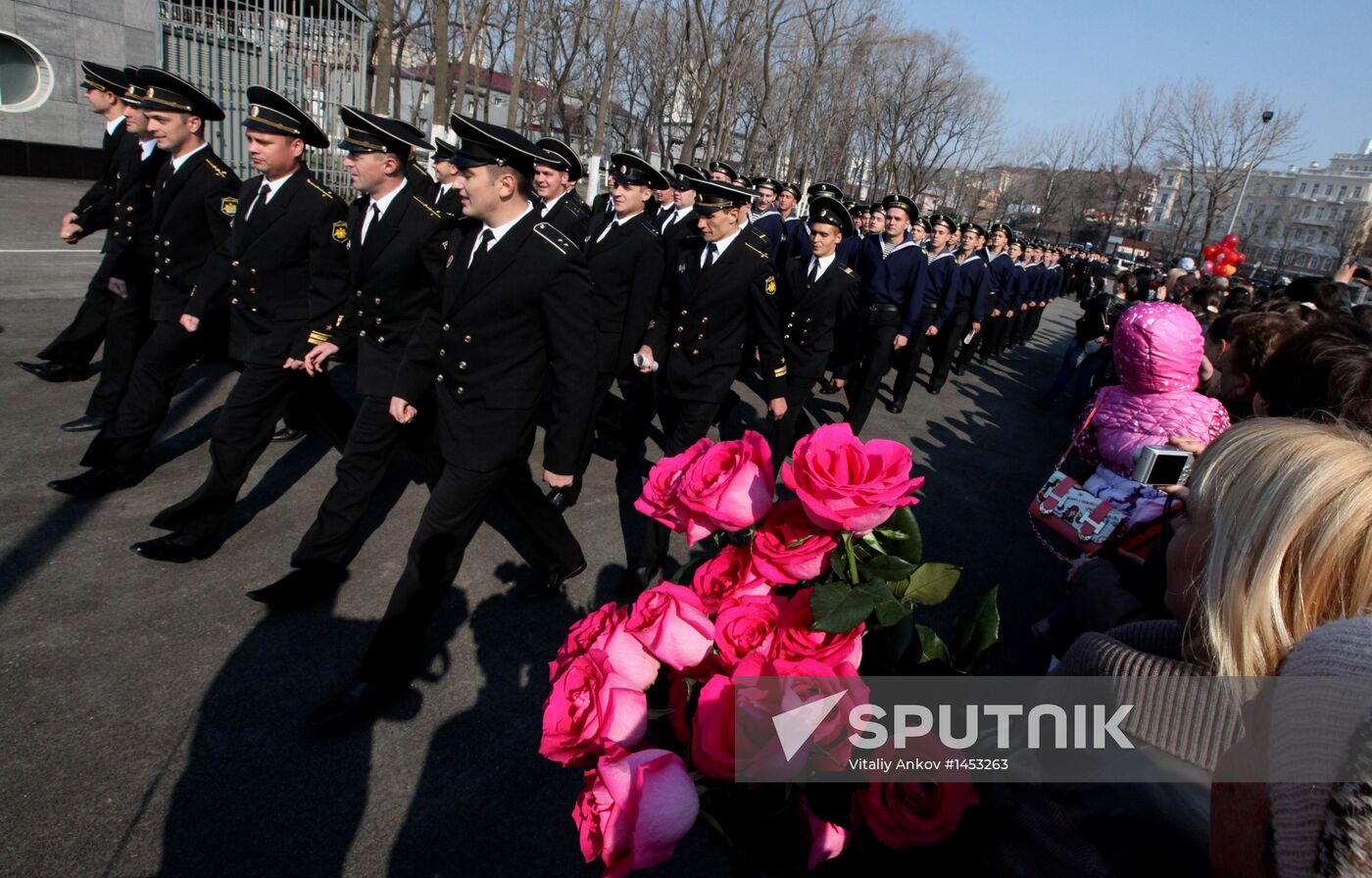 Welcoming Pacific Fleet convoy in Vladivostok