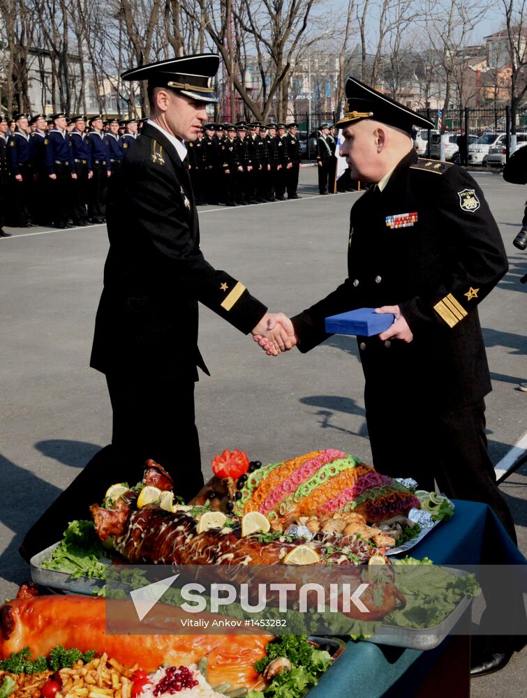 Welcoming Pacific Fleet convoy in Vladivostok