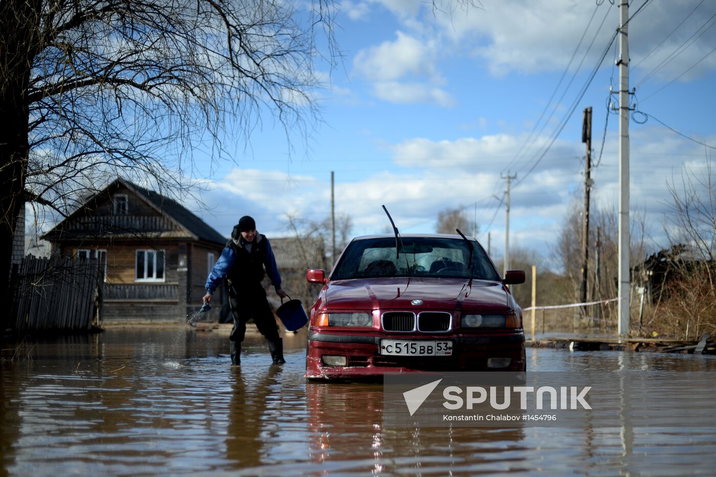 Spring flood in Novgorod Region