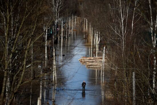 Spring flood in Novgorod Region