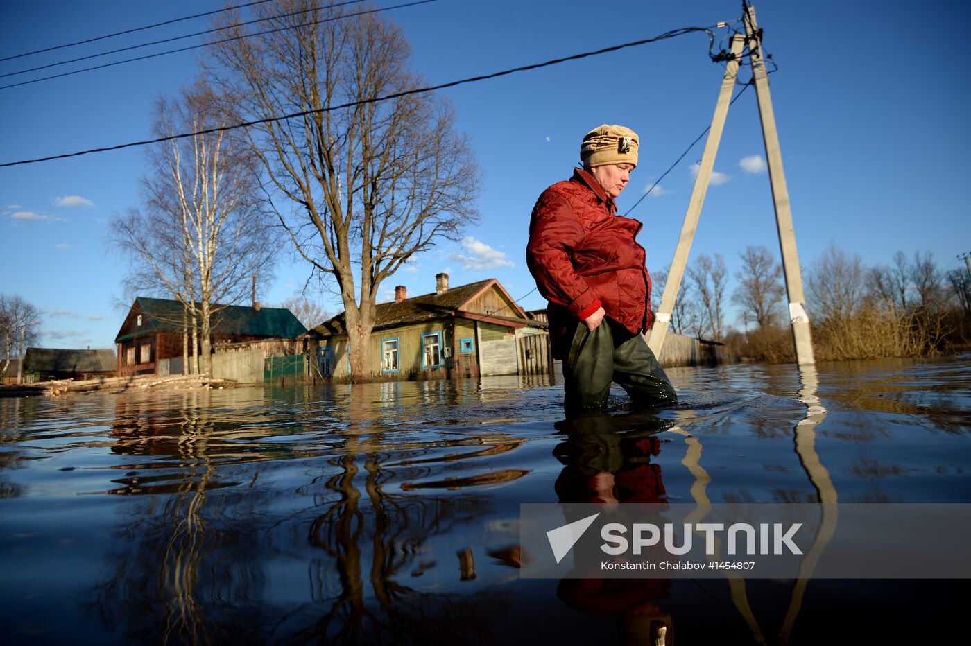 Spring flood in Novgorod Region