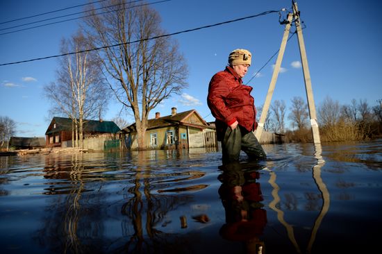 Spring flood in Novgorod Region