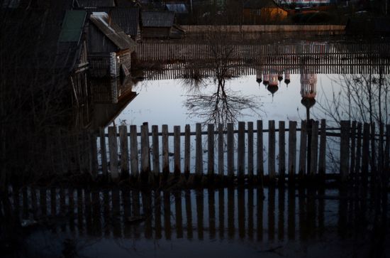 Spring flood in Novgorod Region