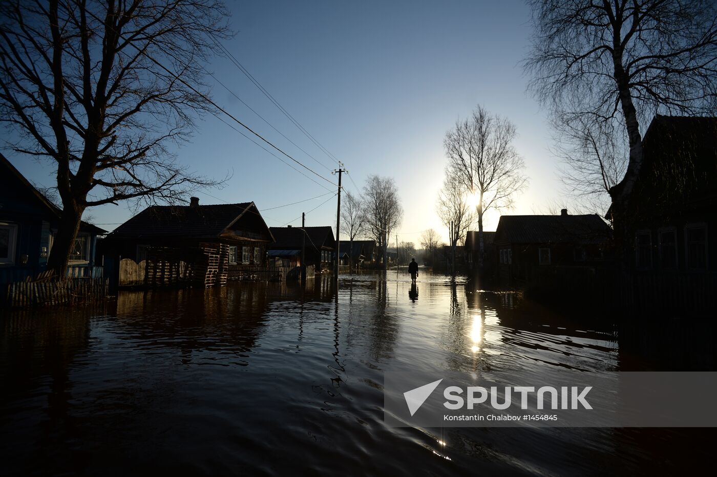 Spring flood in Novgorod Region