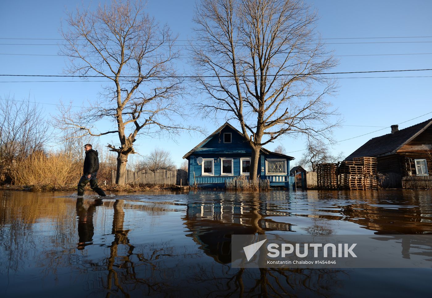 Spring flood in Novgorod Region