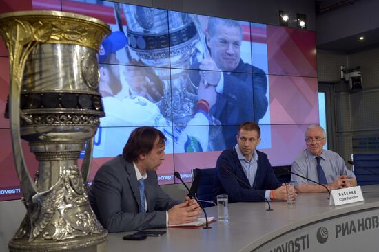 Gagarin Cup winners Dynamo Moscow at news conference