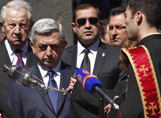 Flowers laid at Armenian Genocide Memorial