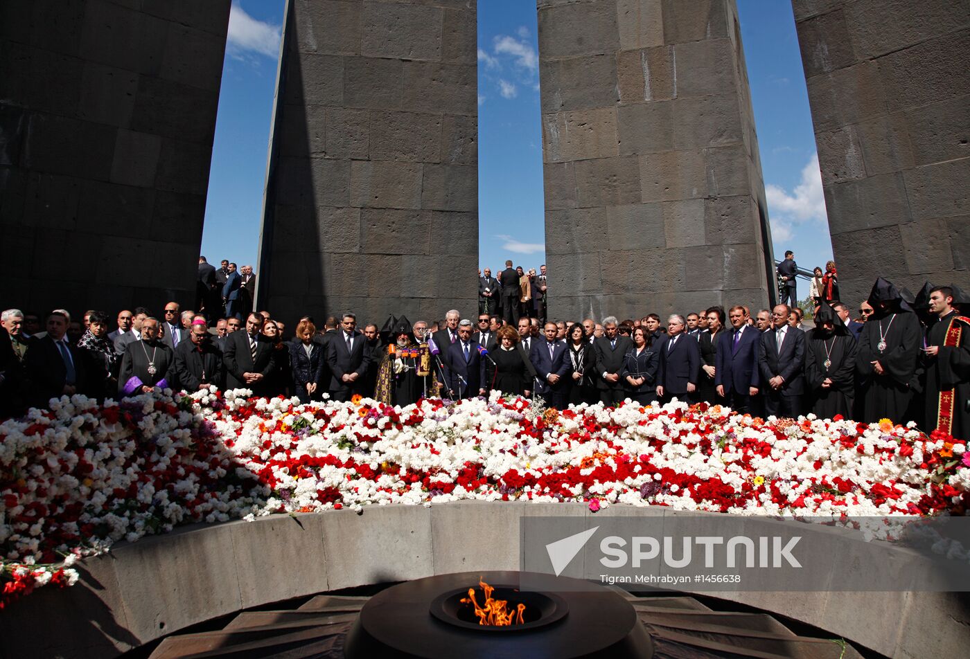 Flowers laid at Armenian Genocide Memorial