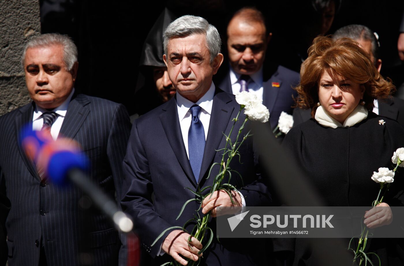 Flowers laid at Armenian Genocide Memorial