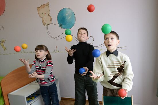 Circus school students' routines
