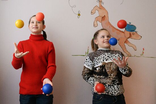 Circus school students' routines