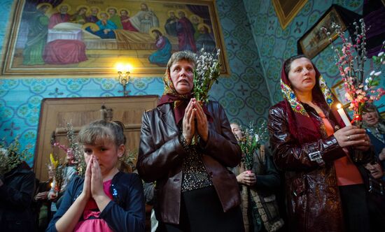 Russian Orthodox Christians Celebrate Palm Sunday