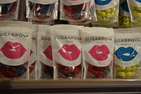 Tennis player Maria Sharapova presents Sugarpova candies