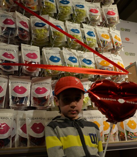 Tennis player Maria Sharapova presents Sugarpova candies