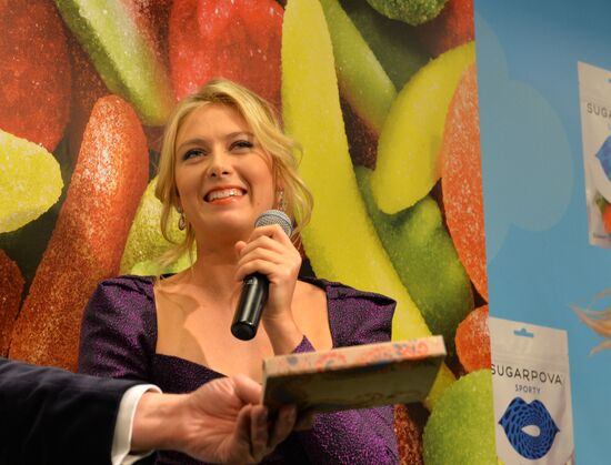 Tennis player Maria Sharapova presents Sugarpova candies