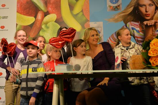 Tennis player Maria Sharapova presents Sugarpova candies