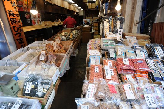 Tsukiji seafood market in Tokyo