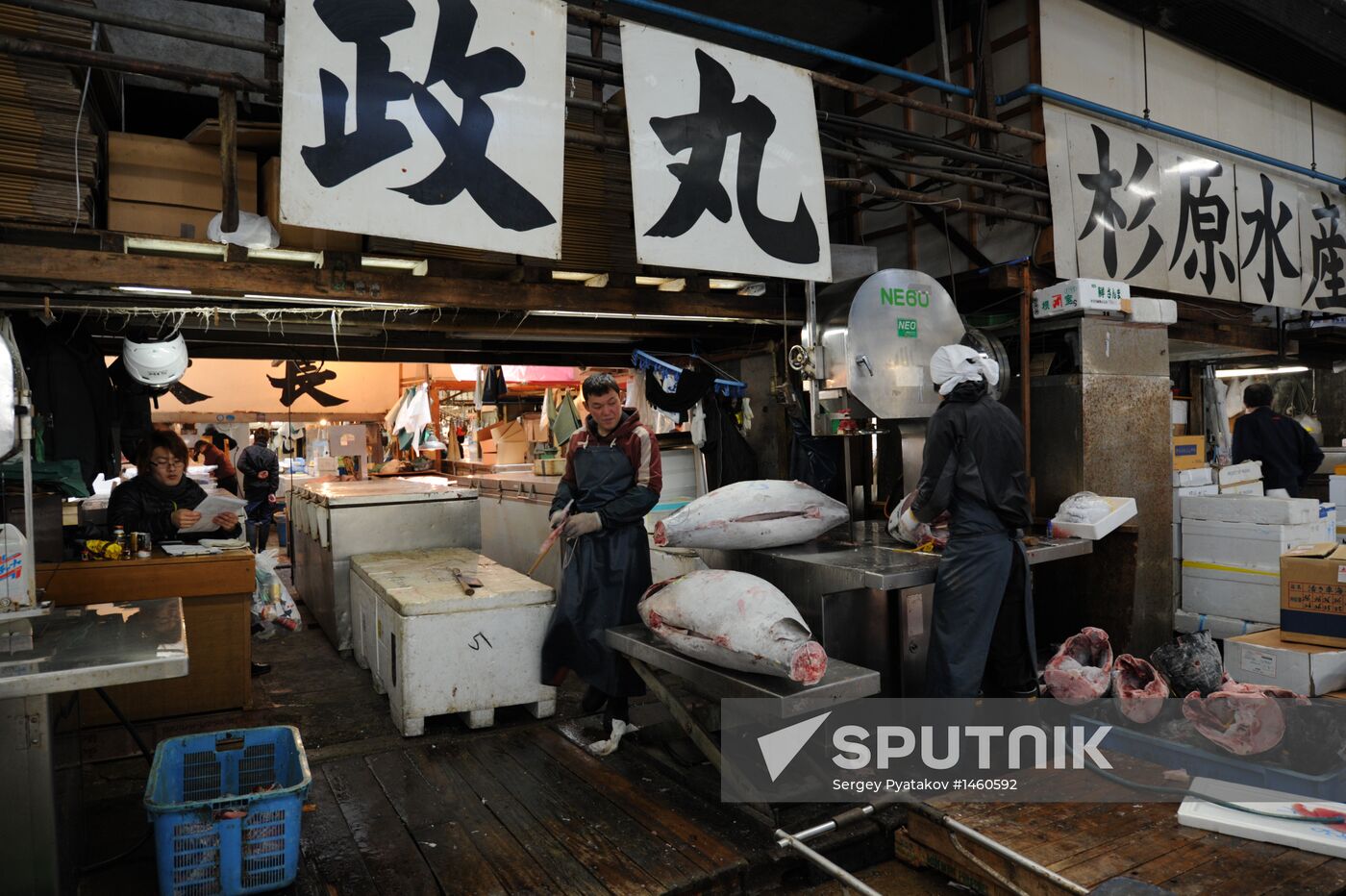 Tsukiji seafood market in Tokyo