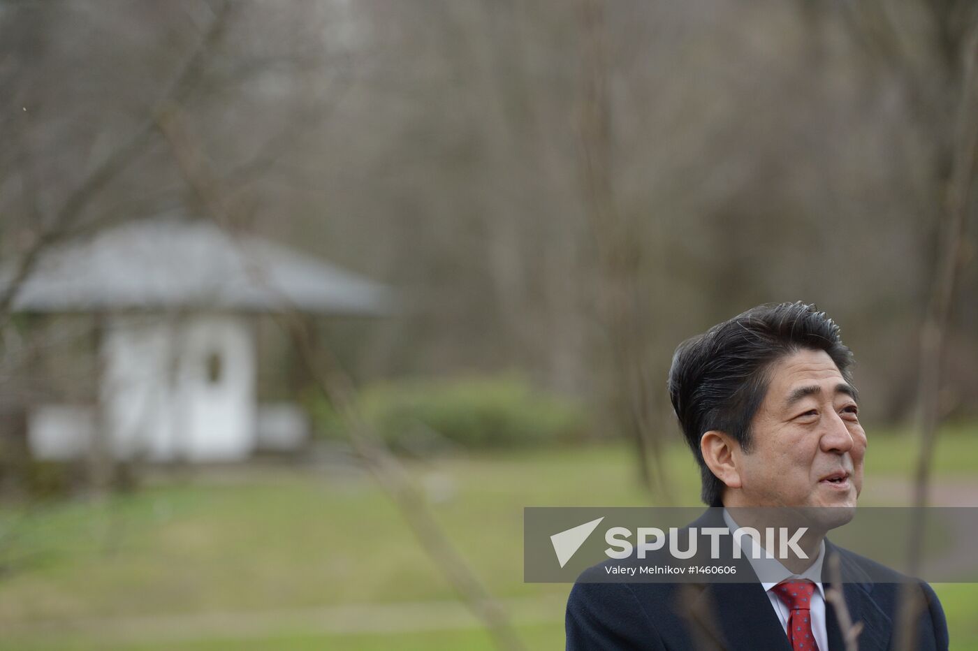 Japan's Prime Minister Shinzo Abe in Botanical Gardens, Moscow