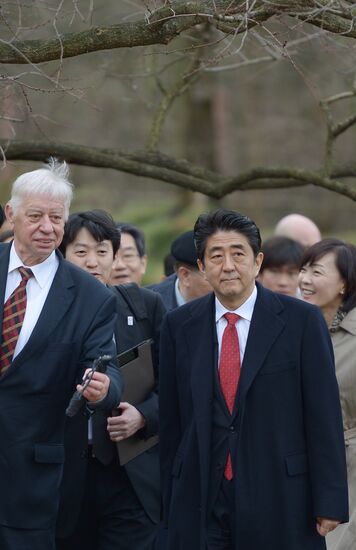 Japan's Prime Minister Shinzo Abe in Botanical Gardens, Moscow