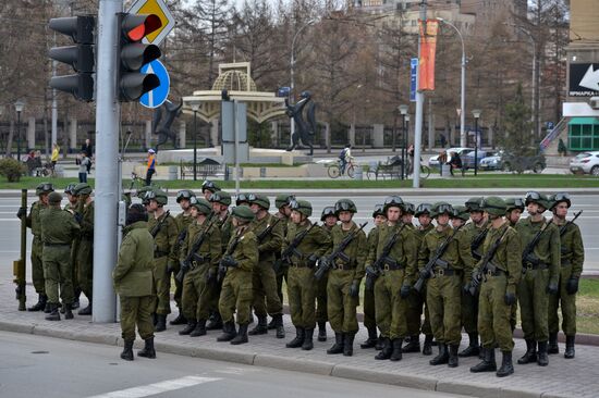 Victory Day Parade rehearsal in Novosibirsk