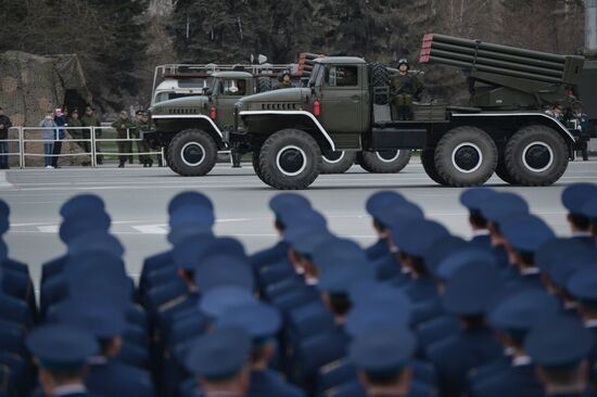 Victory Day Parade rehearsal in Novosibirsk