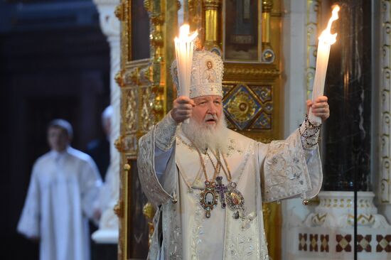 Easter service at Christ the Savior Cathedral
