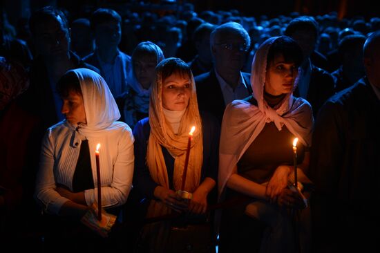 Easter service at Christ the Savior Cathedral