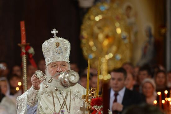 Easter service at Christ the Savior Cathedral