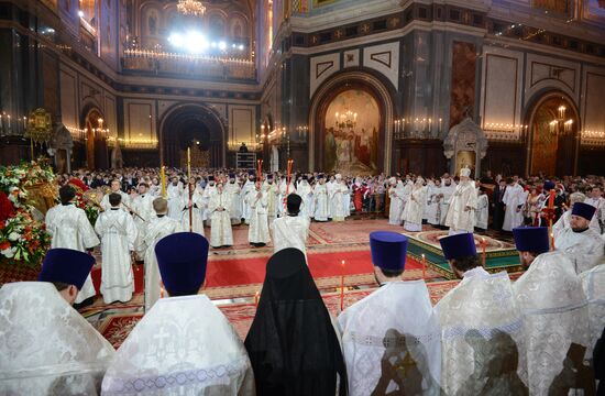 Easter service at Christ the Savior Cathedral