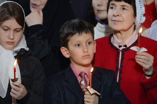 Easter service at Christ the Savior Cathedral